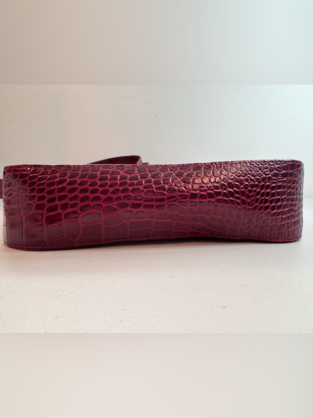 Longchamp Roseau Croc-Embossed Crossbody Bag in Bordeaux - Picture 5 of 11